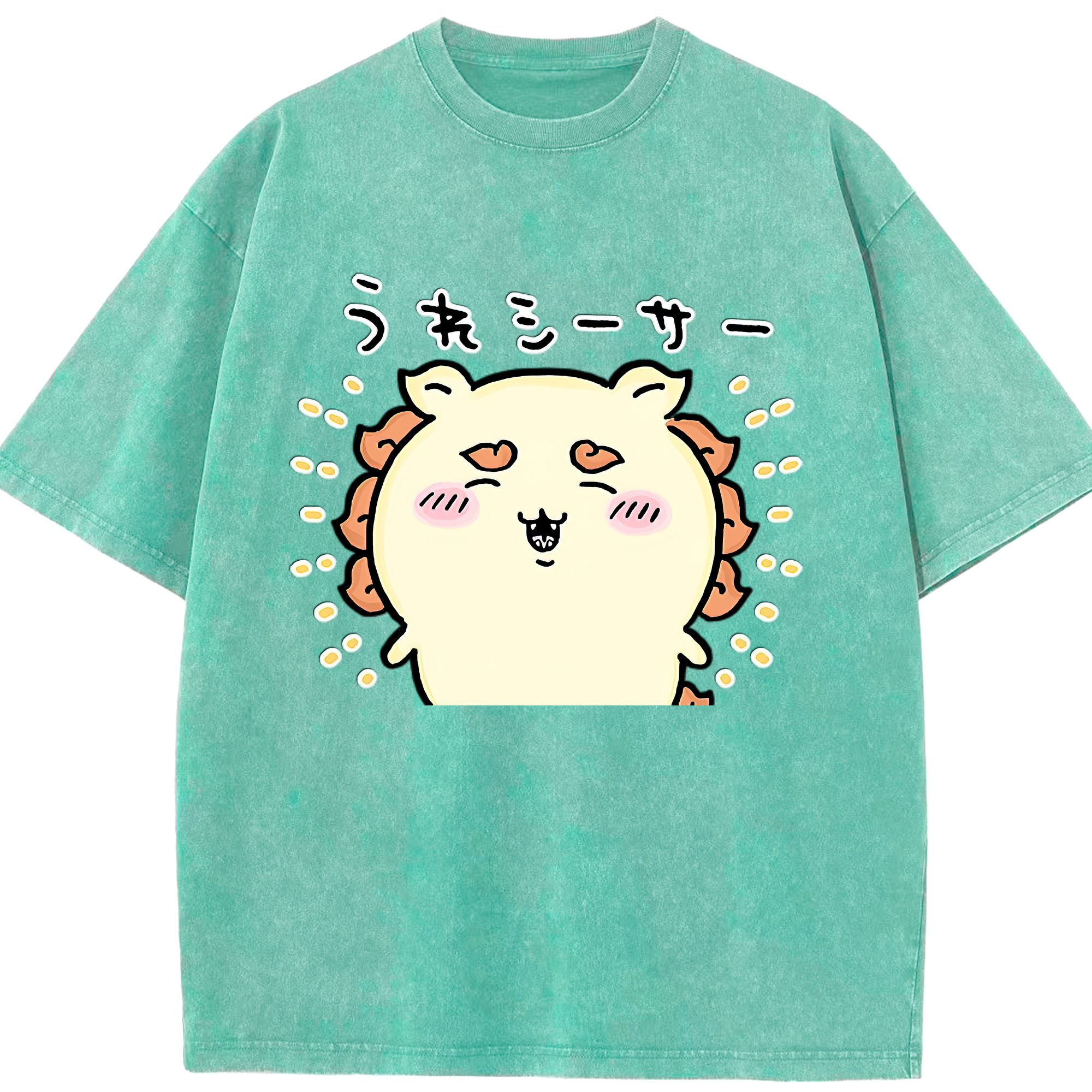 （画像用） ちいかわ シーサー Chii-kawa Shisa 綿100% ヴィンテージ風 半袖Tシャツ（フロントプリント）